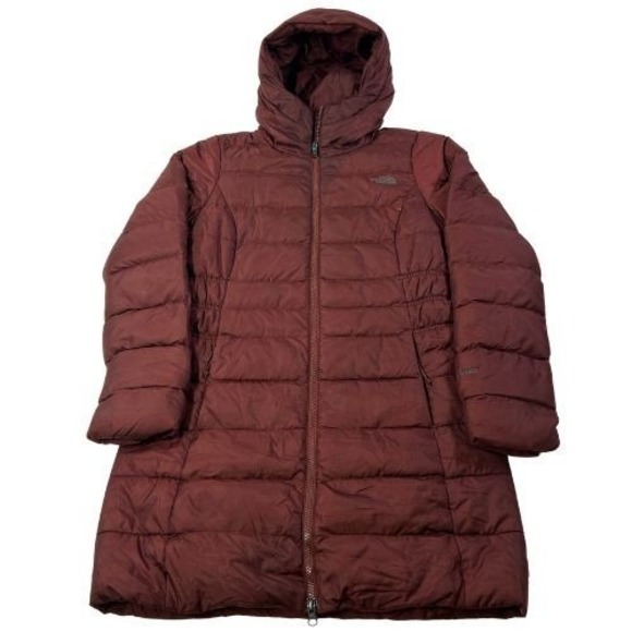 The North Face Down Filled Parka Jacket Womens Small Red Full Zip Puffer Hooded - Picture 1 of 12
